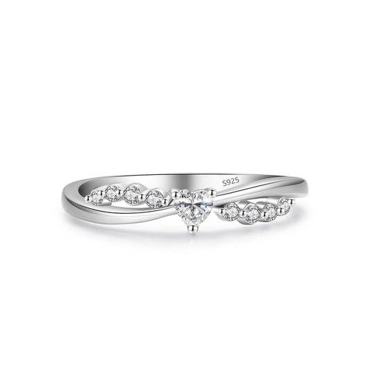 925 Silver Cross Heart Ring