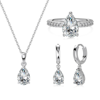 925 Prism Sparkle Necklace, Earrings and Ring Jewelry Set