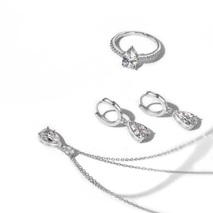 925 Prism Sparkle Necklace, Earrings and Ring Jewelry Set