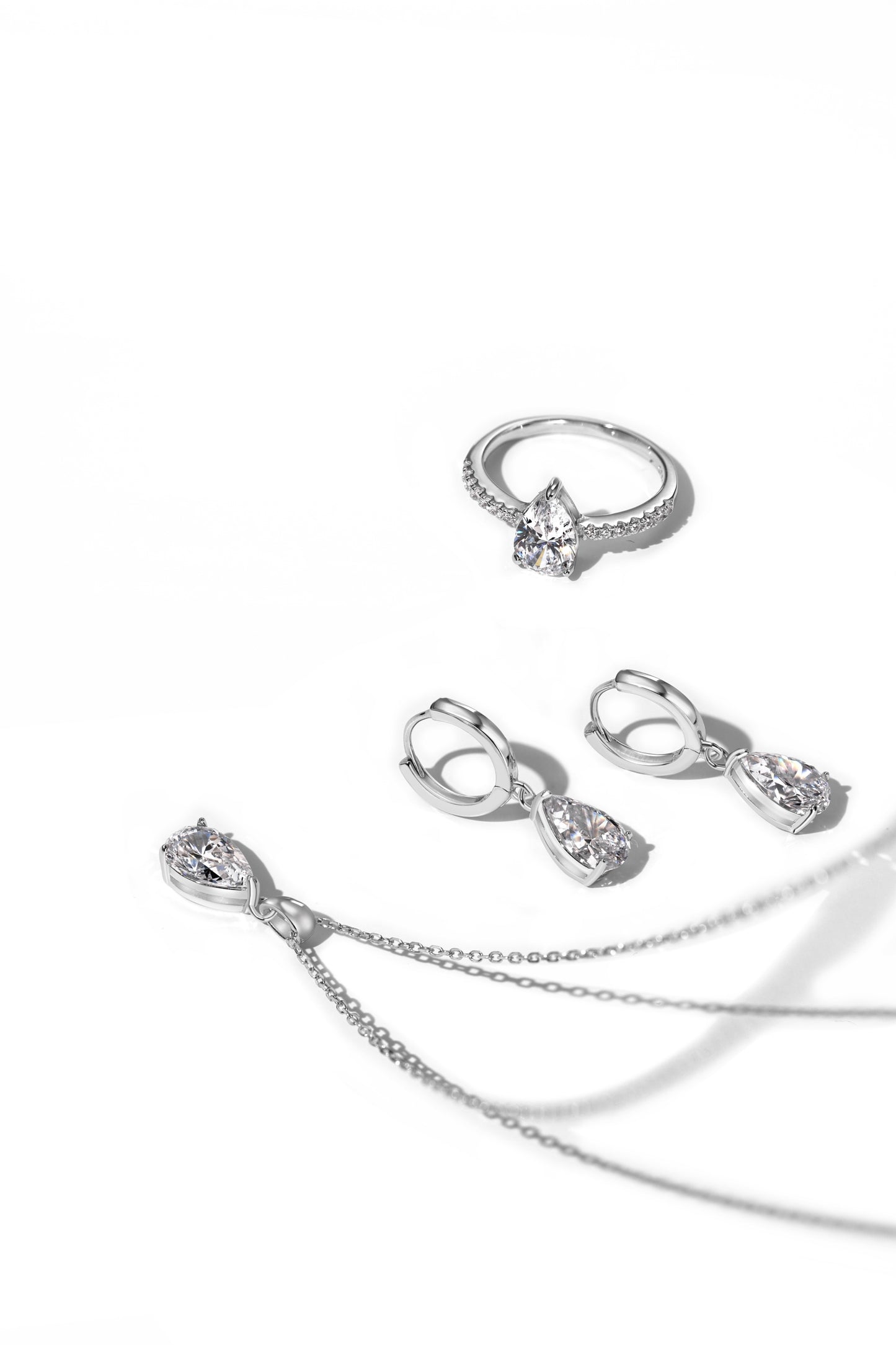 925 Prism Sparkle Necklace, Earrings and Ring Jewelry Set