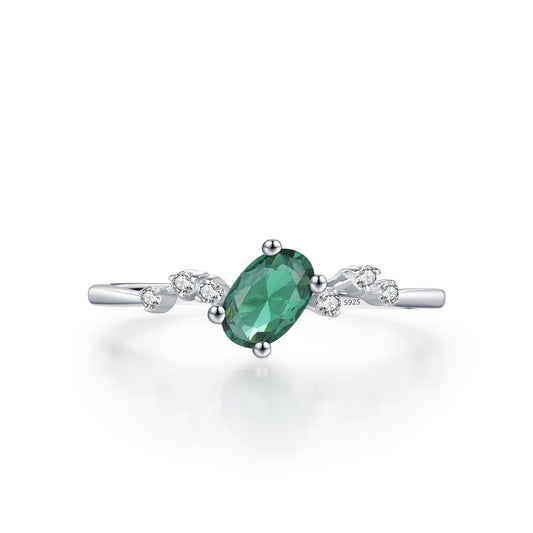 925 Silver Green Light Ring