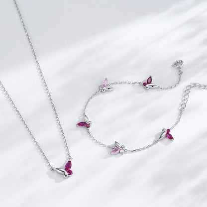 925 Twin Wings Necklace and Bracelet Jewelry Set