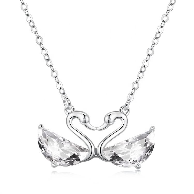 Sterling Silver Necklace Intertwined Swan