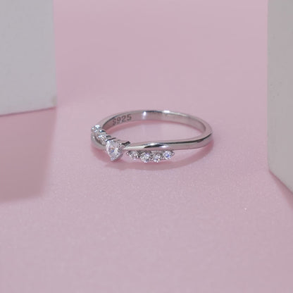 925 Silver Cross Heart Ring