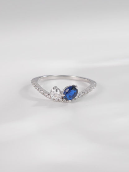 925 Silver Emilia Blue Ring